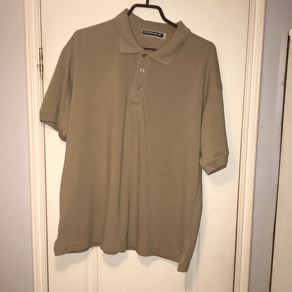 Ocean Blue Mens Polo T-shirt Beige Tan XXL